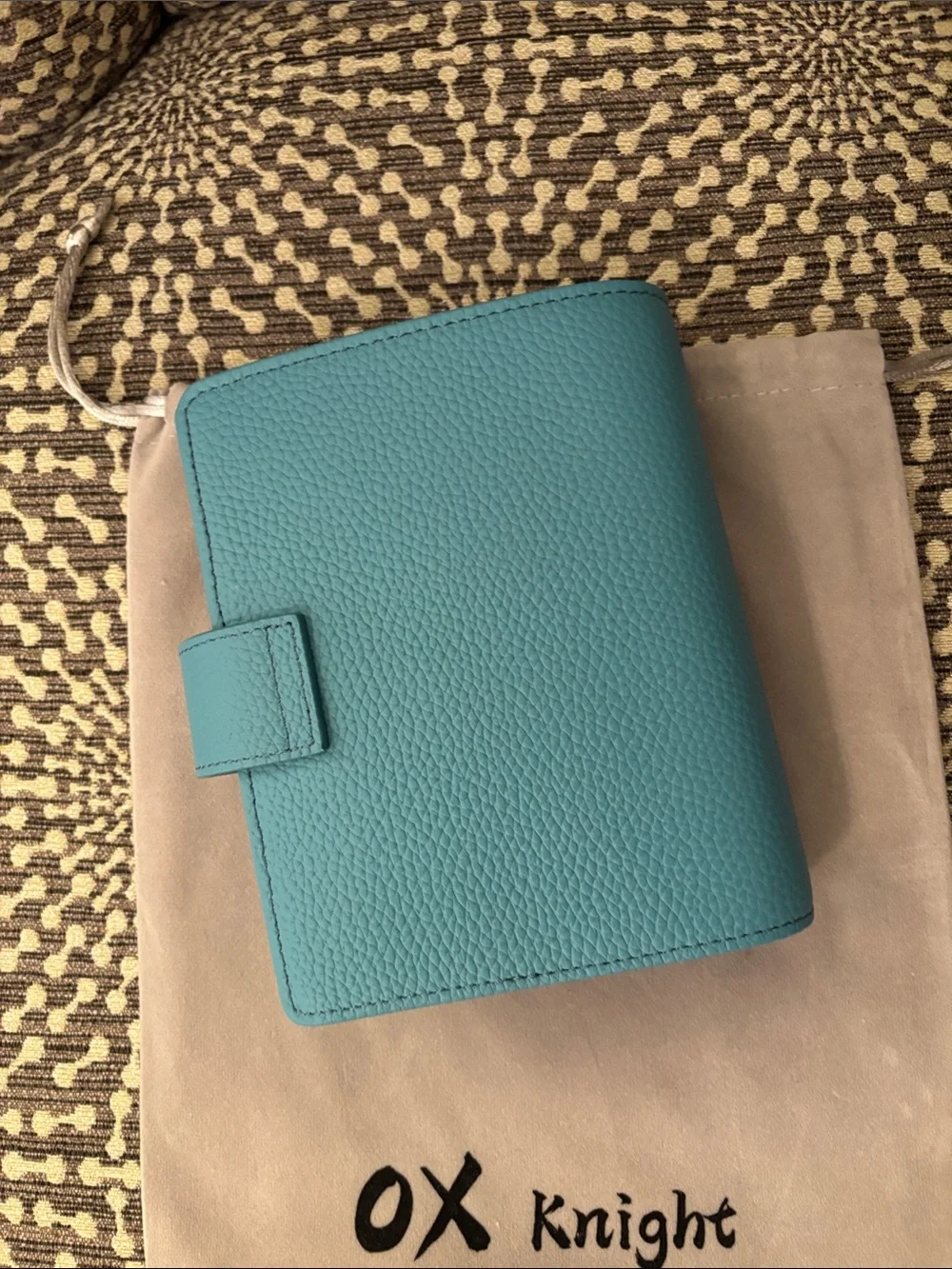 Light Blue Leather Pocket Size Ring Planner Cover Ox Knight Like New - Picture 4 of 12